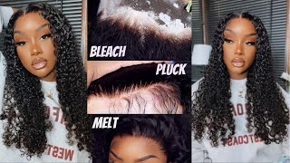 Flawless Curly Wig Install | Beginner Friendly | Bleaching+ Plucking + Melting Lace X Wiggins Hair