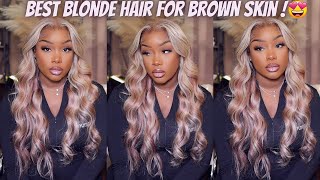 I Have No Words  For This Blonde Wig With Brown Highlights! Wig Install Tutorial X Hermosa Hair
