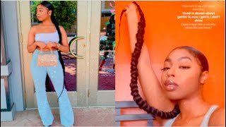 How To: Sleek Extended Braided Ponytail On Natural Hair | Jaterra Bria'Na