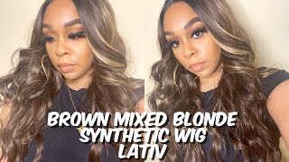 Brown Mixed Blonde Body Wave Synthetic Wig | Lativ  Lindsay Erin