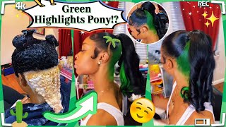 Highlights Slick Back Ponytail!Lime Green Curling Highpony    Trending Style #Ulahair