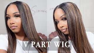Soft & Natural Straight V Part Wig With Highlights || Ft. Beauty Forever Hair
