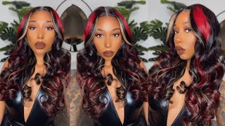 Bomb Vampy V-Day Hair| Pre-Styled Blonde & Red Wig| Ft. Unice Hair