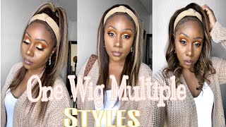 One Wig Multiple Styling Options | Honey Blonde Headband Wig Cinnamon Ft Wowigs Hair