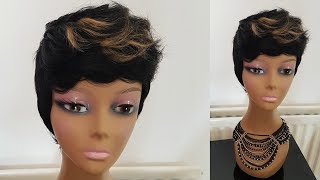 Pixie Wig With Blond Highlights|2017