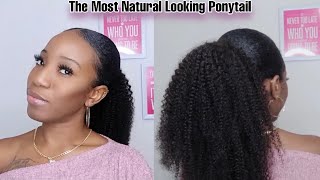 The Most Natural Looking Drawstring Ponytail On Natural Hair | Anrosa Hair | Kurly Krissy