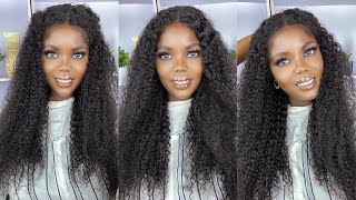 How To Glueless Install & Style Hd Lace Front Kinky Curly Wig + Curly Edges Hairline |Ft. Shine Hair
