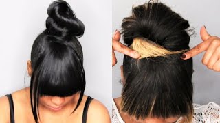 Invisible Ponytail With Glued Bangs | + Taking It Down | Protective Quick Styles