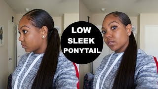 Low Sleek Ponytail W/ A Drawstring Ponytail On Natural Hair