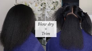 How I Retain Length! | Blow Dry + Trim On Natural Hair