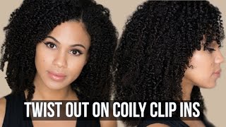 How To: Twist Out On Coily Clip In Extensions For Natural Hair Ft. Hergiven Hair