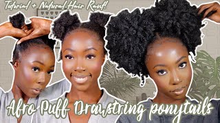Afro Puff Drawstring Ponytail Tutorial (Super Cheap) + Going Natural For The Third Time Rant | Akua