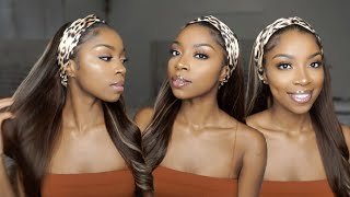 Blonde Highlighted Headband Wig Beginner Friendly! (No Lace, No Glue, Pre Highlighted) | Ygwigs.Com
