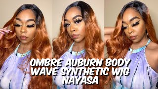 Gorgeous Ombre Auburn Body Wave Synthetic Wig | Nayasa | Lindsay Erin