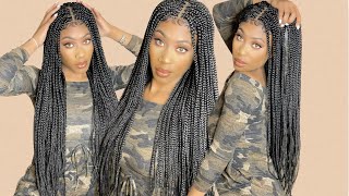 Box Braided Wigs With Baby Hair Synthetic Lace Front Wig Estilar Hair Amazon | Its Jasmine Nichole