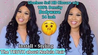 The Truth About Nadula Hair | 24" Glueless Bodywave 5X5 Hd Closure Wig + Install & Styling Revi