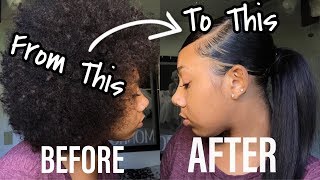 How To: Sleek Low Ponytail On Natural Hair 3B 3C 4A | Kdiani