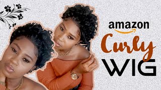 Amazon Short Curly Wig Install ~Review Ft Aligegous Hair