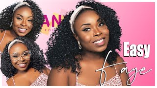 New Curly $20 Banga!!  || Easy || Janet Collection Headband Wig Crescent || Faye