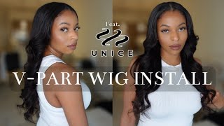 Natural And Easy V-Part Wig Install! Unice Hair