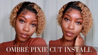 You Need This Ombre Pixie Wig | Frontal Wig Install Ft. Lushwig Aorbige