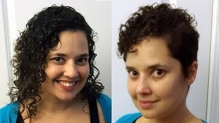 Natural Curly Hair Pixie Cut - Before And After