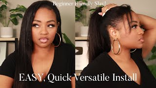 "Glueless", Versatile, Natural Quick Weave With Leave Out! Very Beginner Friendly! | Ft. N