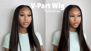 How To: Easy Colored V-Part Wig Install With 2 Braids| Wiggins Hair