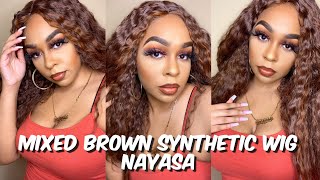 Mixed Brown Wavy Synthetic Wig | Nayasa | Lindsay Erin