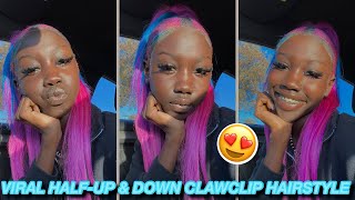 Half-Up, Half-Down Clawclip Quickweave On 4C Hair + 1St Time Doing A Quickweave