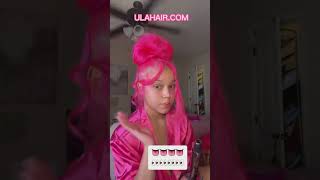 90'S Messy Curly Updo W/ Bang  Pink Hair Color Dye & Extend On Natural Hair Tutorial Ft.#Ulahai