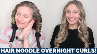 Easy Overnight Heatless Curls Hair Tutorial | Testing A Hair Noodle? Better Than Robe Curls?