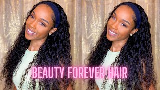 Cute Summer Hair | Beauty Forever | Water Wave Headband Wig | Human Hair | Unsponsored