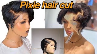 How To Cut A Side Slide Pixie Hair Wig// Diy Pixie Hair Cut Tutorials.|| Detailed Tutorials