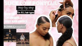Slick Low Ponytail + Baby Hairs + Swoops| Protective Style| Jojotv