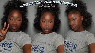 Curly Half Up Half Down Genie Ponytail (For Natural Hair) | Ariluvsfrenchfries |