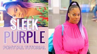 Sleek Purple Ombre Ponytail On Natural 4C Hair