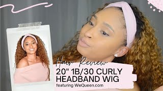 1B/30 Curly Headband Wig Ft. Wequeen | 20" Curly Headband Wig Hairstyles For Beginners #Headban