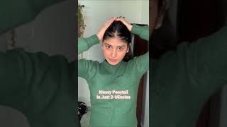 2-Minute Messy Ponytail Tutorial | Quick Winter Hairstyles #Shorts