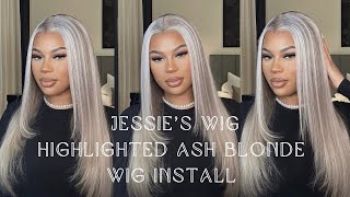 It Came Like This| Highlighted Ash Blonde Wig With Grey Roots Wig Install | Ft Jessie'S Wig