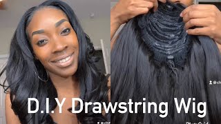 D.I.Y Drawstring Natural Quickweave| No Glue! Protective Hairstyles