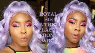Royal Sis Synthetic Hair Lace Front Full Circle Moon Part Wig Roya Color : Lavender