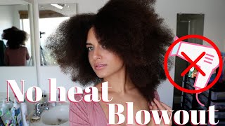 Easy No Heat Blowout Hairstyle! | Type 4 Natural Hair | Stretched Afro Textured Hairstyles