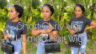 Short Curly Wig Under $50 | Amazon Wig | Aligegous Hair | First Sponsorship