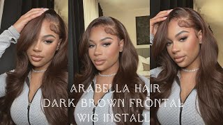 Very Affordable! 24" Dark Brown Frontal Wig Install| Start To Finish| Ft Arabella Hair