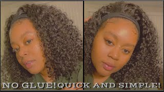 Curly Headband Wig Install | Straight To The Point!!