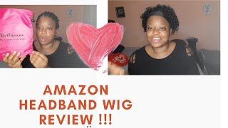 First Time Trying On A Wig/ Amazon Headband Wig Review. Shook!!!!