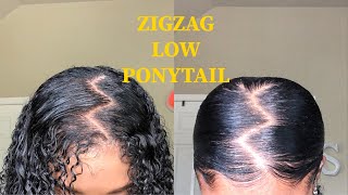 Sleek Zigzag Low Ponytail Tutorial | Natural Hair