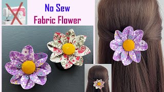  Fabric Flower Without Sewing Machine | How To Make Fabric Flower Hair Clips | Flor De Tecido