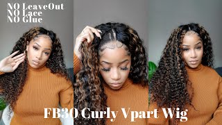 No Leave-Out, No Lace & No Glue | Easy Wig For Beginners | Curly V Part Wig Ft.Beauty Forever